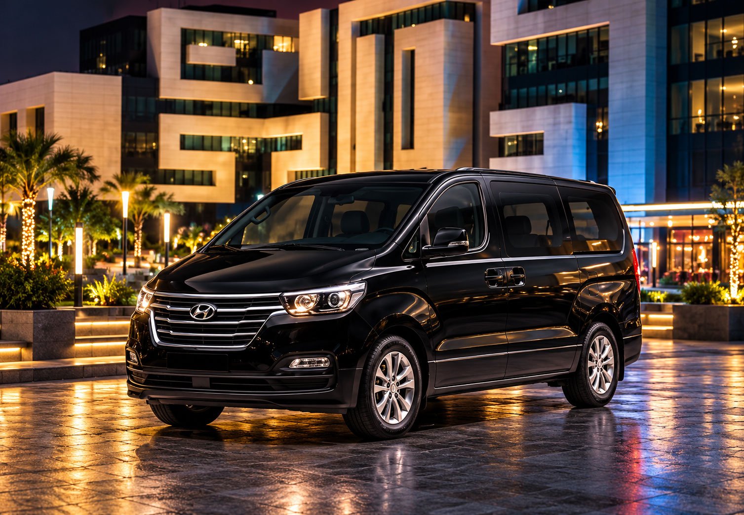 Hyundai H1 2 Black-Hyundai-Van-at-a-Luxury-Night-Plaza