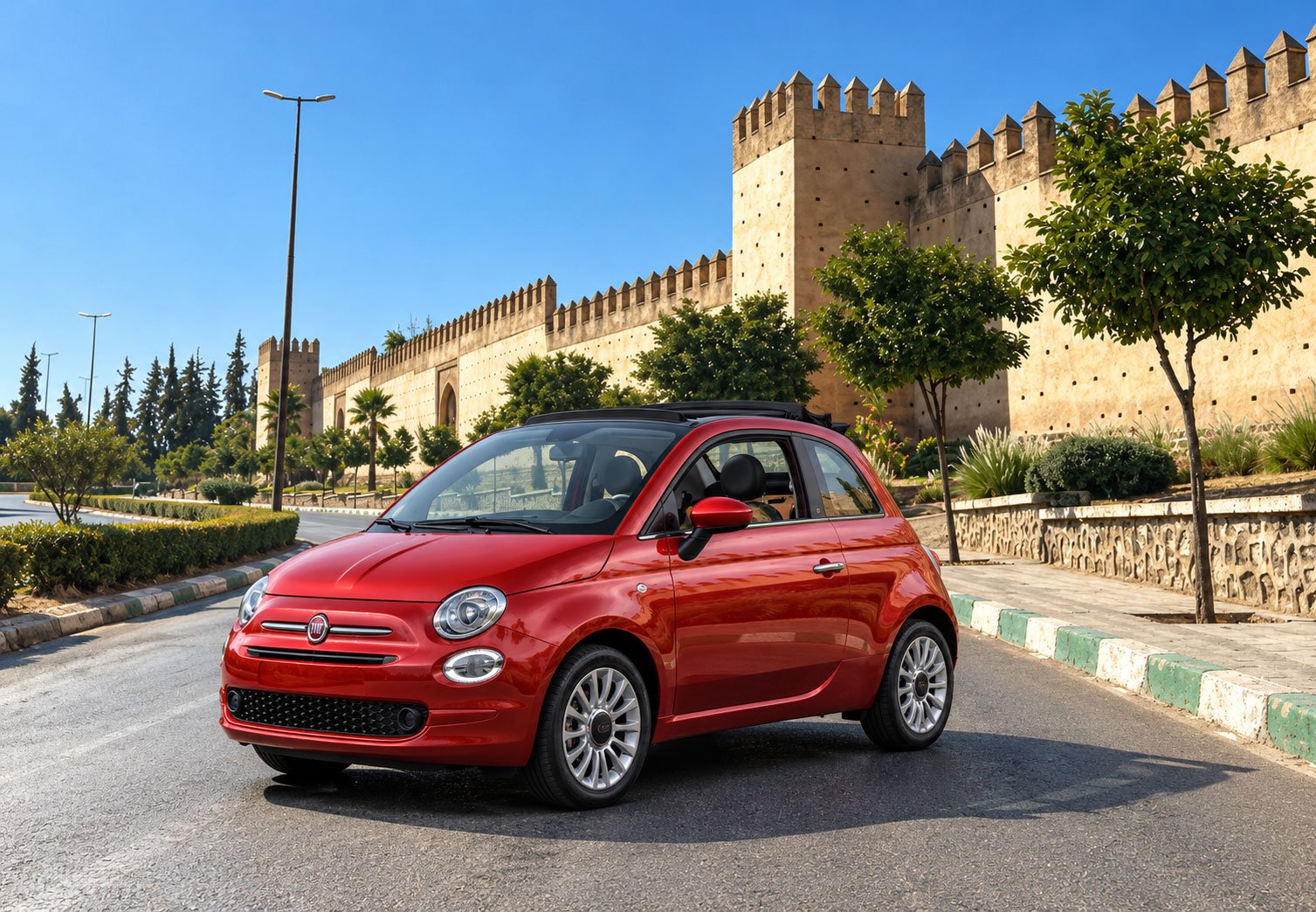 Location Fiat 500 Cabriolet 2 Red-Convertible-by-Fortress-Walls