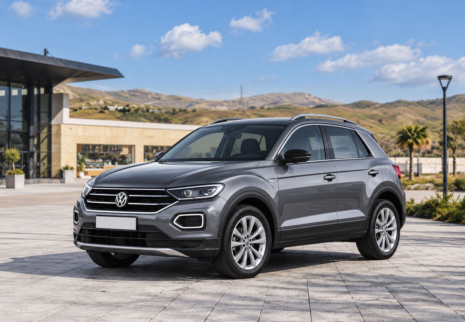 Location Volkswagen T-Roc 2 Volkswagen-SUV-in-Sunlit-Plaza